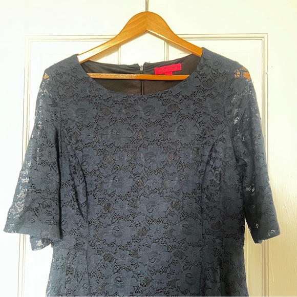 BETSEY JOHNSON Vintage Navy Blue Lace Dress Size 14 - Picture 10 of 10